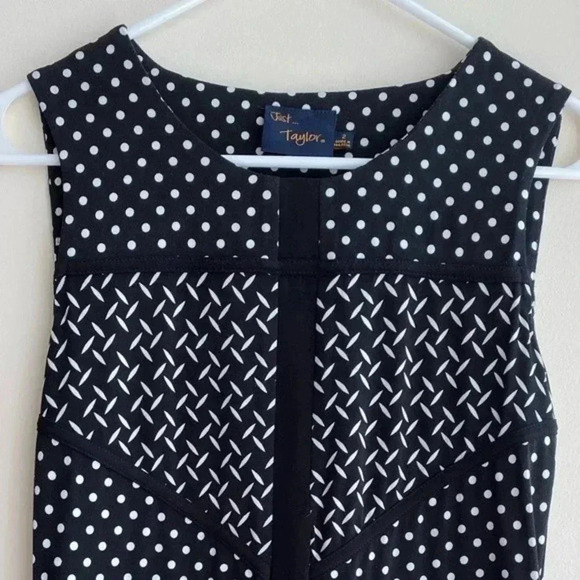 Just…Taylor Black and White Print A-Line Dress, Polka Dot Floral Dress, Size 2 - Picture 2 of 16